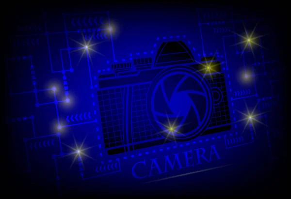 Foto fotocamera icona web, design piatto — Vettoriale Stock