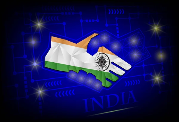 Hindistan bayrağından yapılan el sıkışma logosu. — Stok Vektör