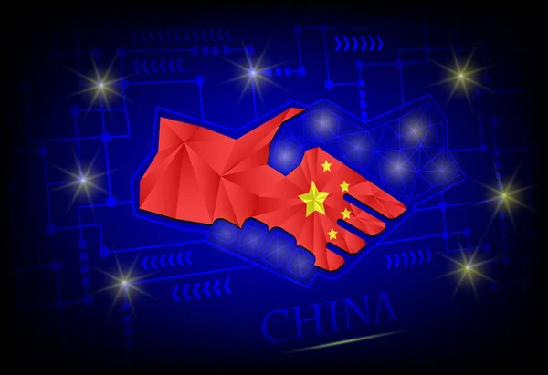 Логотип рукопожатия из флага Китая. — стоковый вектор