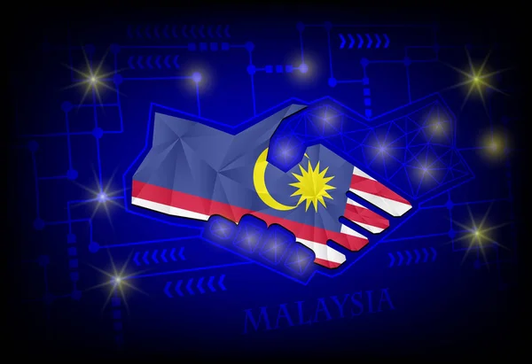 Logo jabat tangan yang dibuat dari bendera Malaysia. - Stok Vektor