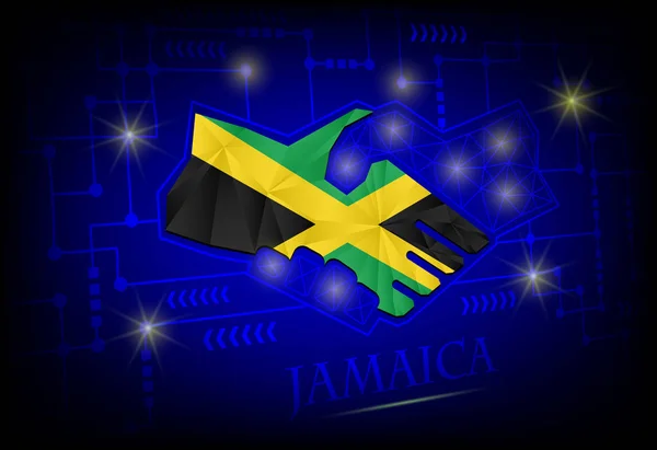 Handshake logo made from the flag of Jamaica. — Stock Vector