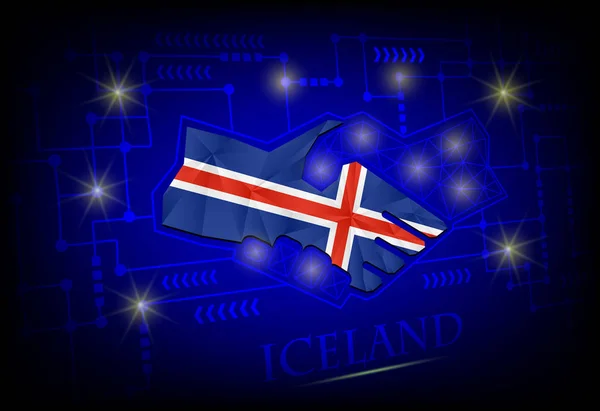 Logotipo del apretón de manos hecho de la bandera de Islandia — Vector de stock