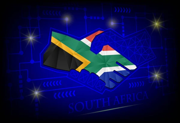 남아프리카 공화국의 국기로 만든 악수로고. — 스톡 벡터