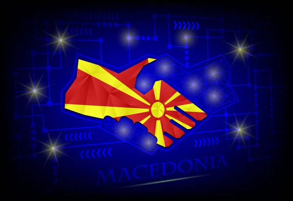 Handshake-Logo aus der mazedonischen Flagge. — Stockvektor