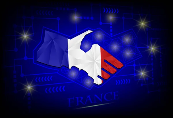 Kézfogás logó készült a zászló Franciaország. — Stock Vector