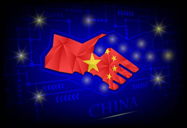 Логотип рукопожатия из флага Китая — стоковый вектор