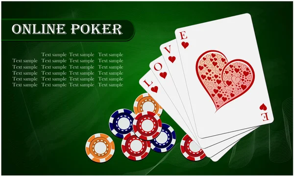 Design Poker Online Conceito Cartões Fichas Cassino Jogos Cassino Ilustração — Vetor de Stock