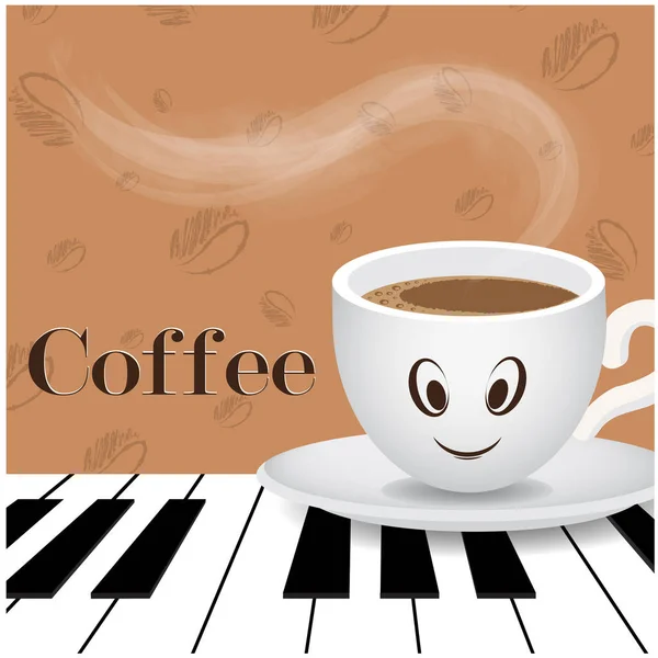 Coffee Piano Poster Advertisement Flayers Vector Illustration — Stock Vector