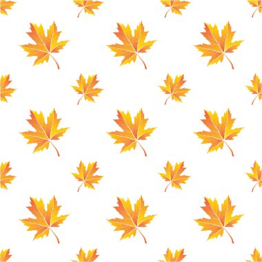 Akçaağaç yapraklarının kusursuz deseni, vektör illüstrasyonu.