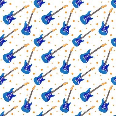 Gitarla kusursuz bir düzen. Vektör dokusu çizimi.