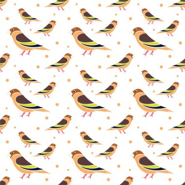 Kuşla kusursuz desen. Vektör dokusu çizimi.