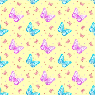 Kelebekli kusursuz desen. Vektör dokusu çizimi.