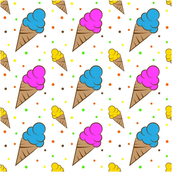 アイスクリームとのシームレスなパターン ベクターテクスチャイラスト — ストックベクタ