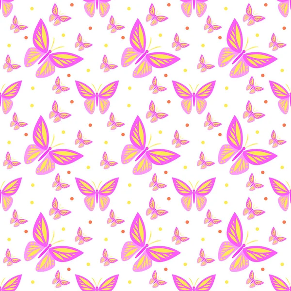蝶とのシームレスなパターン ベクターテクスチャイラスト — ストックベクタ