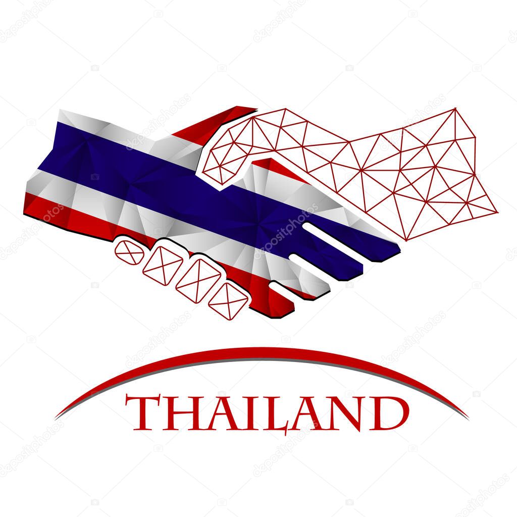 Handshake logo made from the flag of Thailand