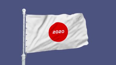 Rüzgarda dalgalanan Japon bayrağının dijital animasyonu 