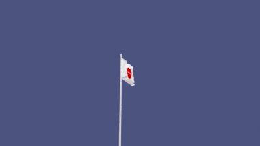 Rüzgarda dalgalanan Japon bayrağının dijital animasyonu 