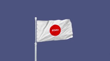 Rüzgarda dalgalanan Japon bayrağının dijital animasyonu 