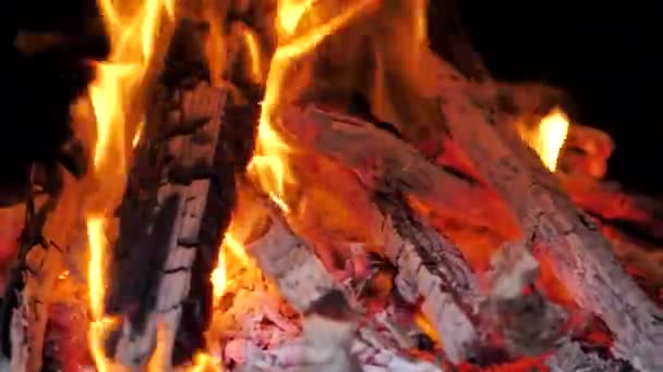 Op de oosterse binnenplaats brandt een vuur in een middeleeuws fornuis. Een tandoor. close-up — Stockvideo