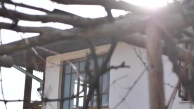 Doğu Türk tarzında binanın ön cephesi. Üzüm bağı