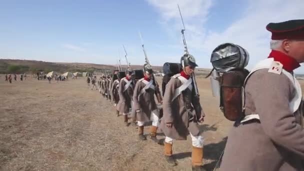 Campo Militar Guerra Crimeia Reencenação Cenas Guerra Crimeia — Vídeo de Stock