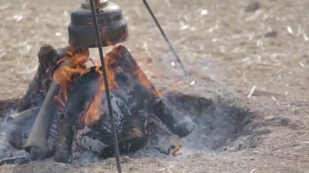 法国的Zouaves 。水壶在火上烧热。军营。克里米亚战争. — 图库视频影像