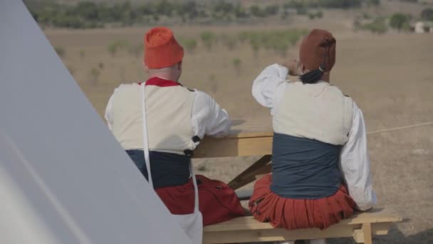 Fransız zouaves. 19. yüzyılın sedirli askerleri. Kırım Savaşı. — Stok video