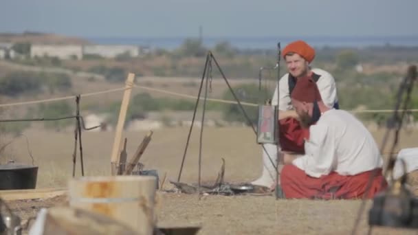 Fransız zouaves. 19. yüzyılın sedirli askerleri. Kırım Savaşı. — Stok video