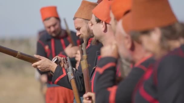 Los Zouaves. Formación táctica de soldados turcos. la guerra de Crimea — Vídeos de Stock