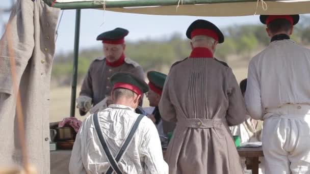 Military camp. Crimean War. Re-enacting of scenes of the Crimean war — Stock Video