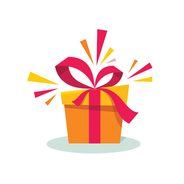 Подарочная коробка с концепцией ленты иконка векторной иллюстрации в плоском стиле дизайна. Присутствующая икона. Сюрприз знак логотипа. Специальный раздаточный пакет
.