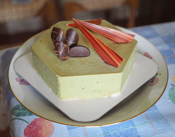 Pisztácia Csokoládé Fagylalt Torta Élelmiszer — Stock Fotó