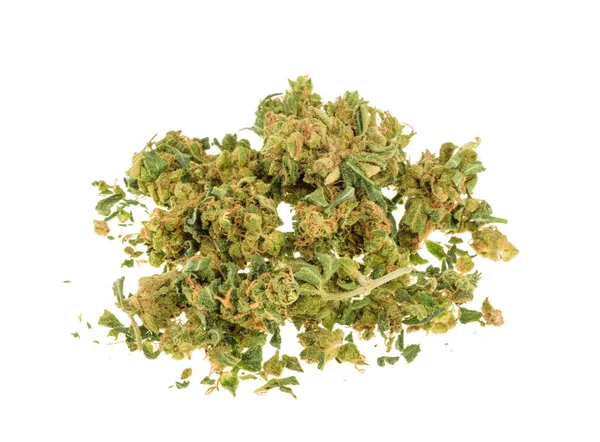 Marihuana-Knospen isoliert auf weißem Hintergrund — Stockfoto