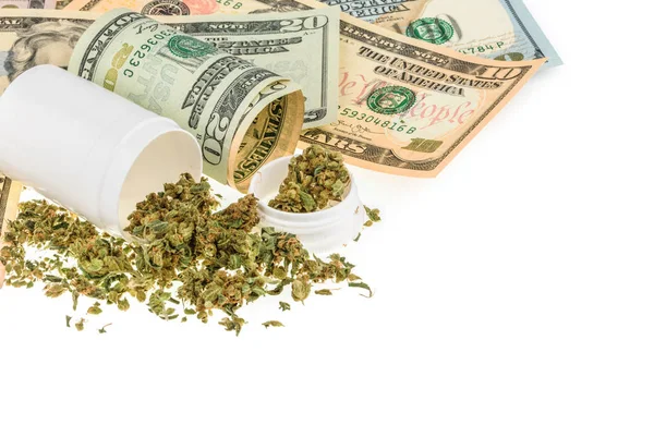 Marihuana y dinero aislados con copyspace — Foto de Stock