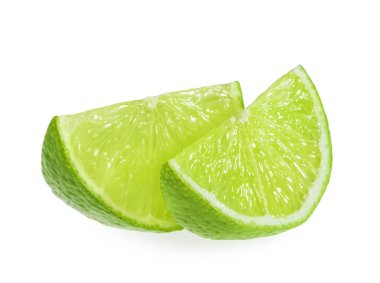 Beyaza izole edilmiş limon dilimi
