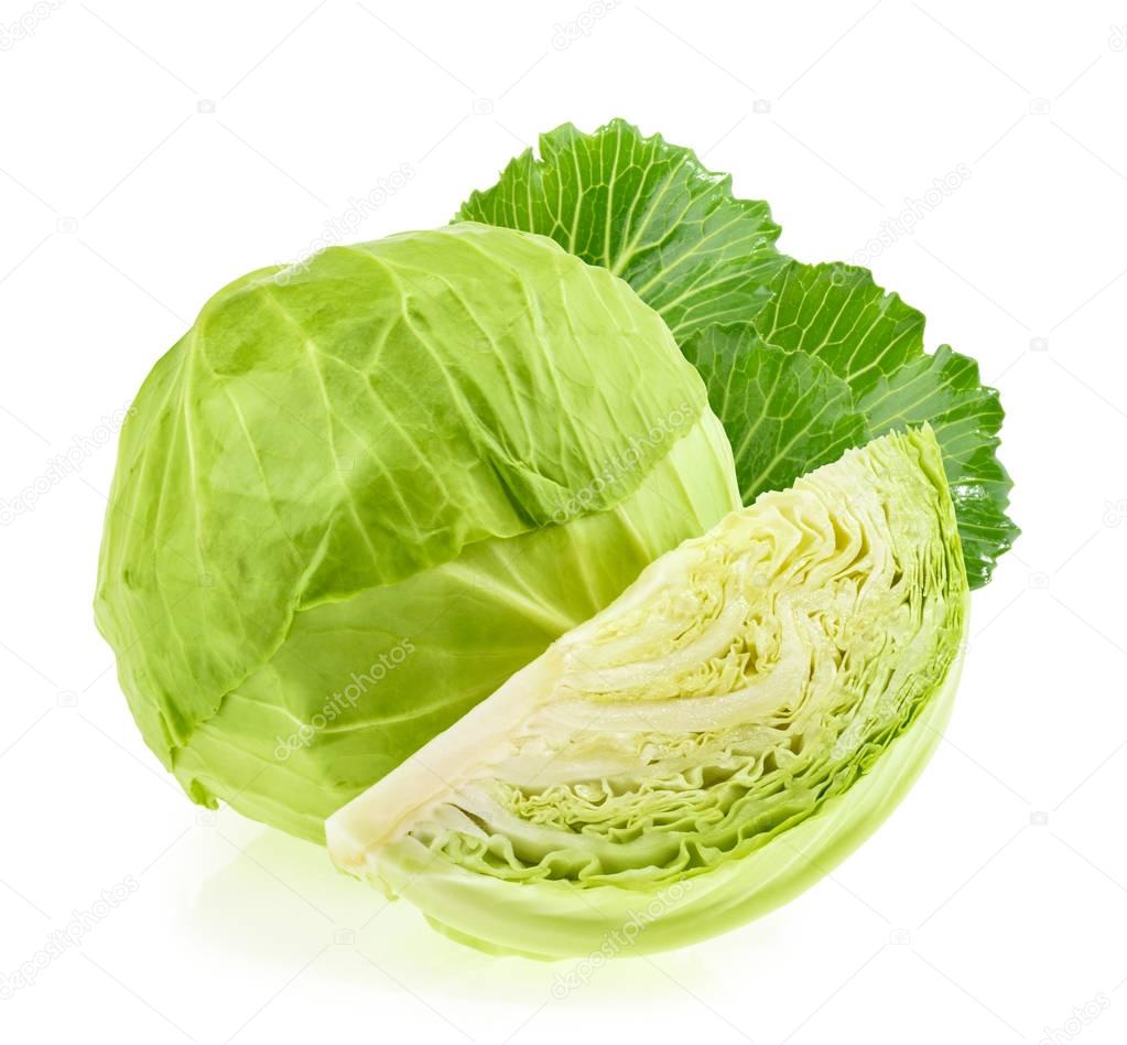 Green cabbage isolated on white background