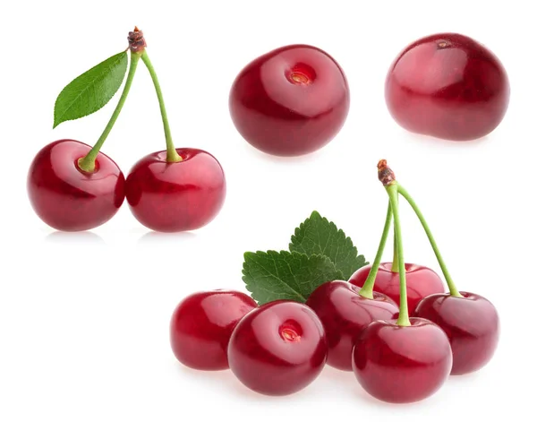 Cherry isolerade på vitt. ställa in — Stockfoto
