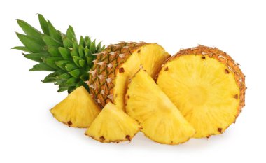 Beyaz arkaplanda izole edilmiş ananas