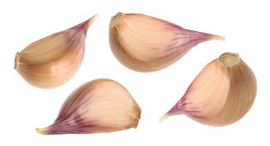 Beyaz arka plan üzerinde izole diş sarımsak. ayarla