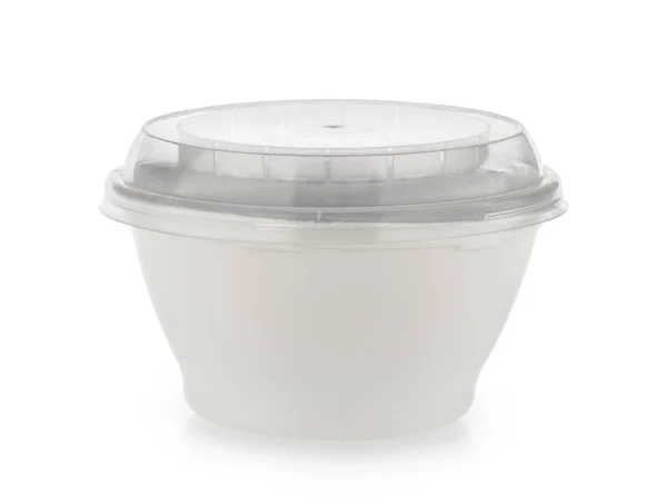 Blanco plastic zuivel container. Tub emmer container voor het dessert, — Stockfoto