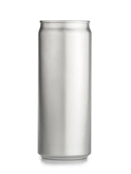 Metall-Aluminium Getränkedose isoliert auf weißem Hintergrund. Stockfoto
