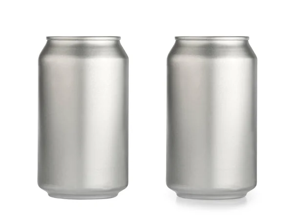 Metall-Aluminium-Getränkedose isoliert auf weißem Hintergrund lizenzfreie Stockfotos