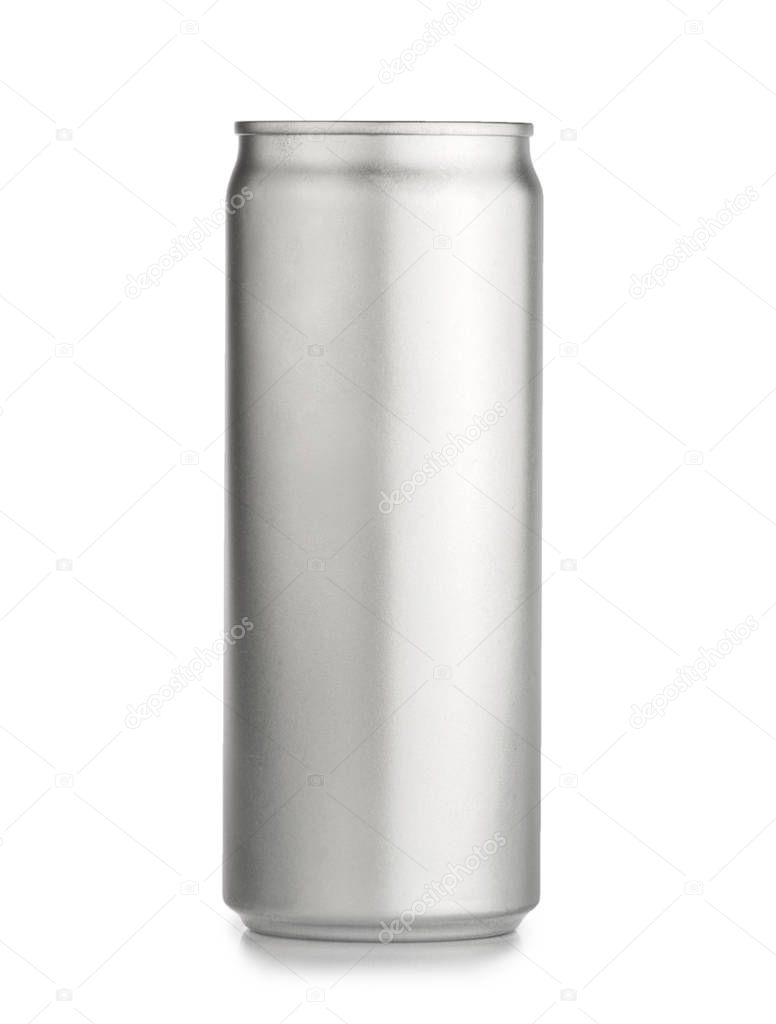 metal aluminum beverage drink can isolated on white background. 