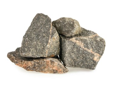 Granit taşlar, kayalar üzerinde beyaz arka plan izole
