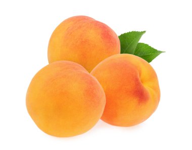 Şeftaliler beyaz arkaplanda izole edilmiş