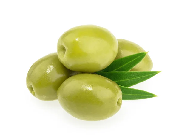 Olive Verdi Isolate Fondo Bianco — Foto Stock