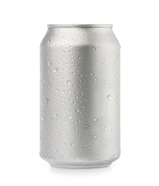 Алюминиевый Напиток Мокрый Металл Выделен Белом Фоне Клиппинга Пути Фотография — стоковое фото