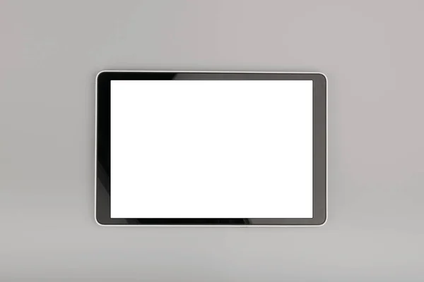 Computador Tablet Branco Fundo Cinza — Fotografia de Stock