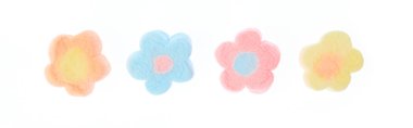 Close Up of sweet marshmallow in the shape of flower isolated on