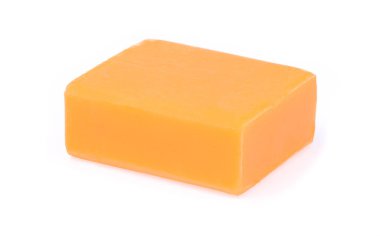 Natural handmade orange soap with herbs  isolated on white backg